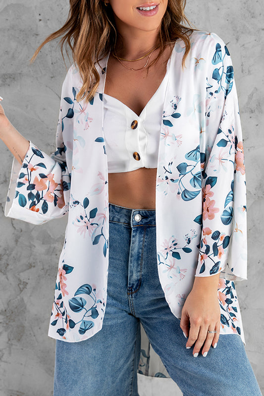 Floral Print Open Front Cardigan - The Downtown Dachshund