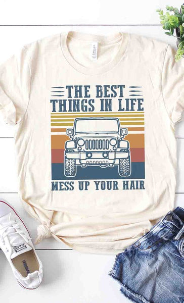 Jeep life messy hair graphic tee - The Downtown Dachshund