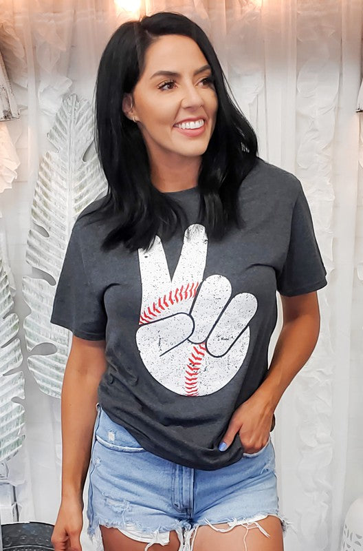 Baseball Peace Sign T Shirt - The Downtown Dachshund