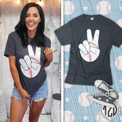 Baseball Peace Sign T Shirt - The Downtown Dachshund