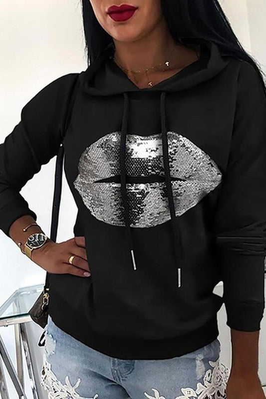 LIP HOODED SWEATSHIRT - The Downtown Dachshund