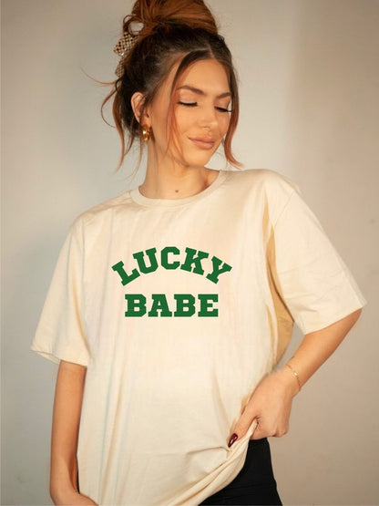 Lucky Babe St Patrick's Day Crew Neck Tee - The Downtown Dachshund