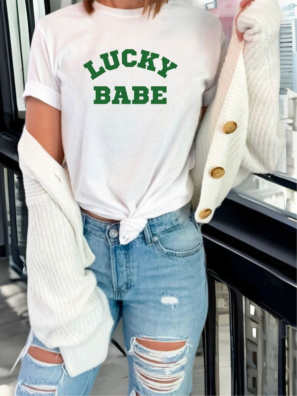 Lucky Babe St Patrick's Day Crew Neck Tee - The Downtown Dachshund