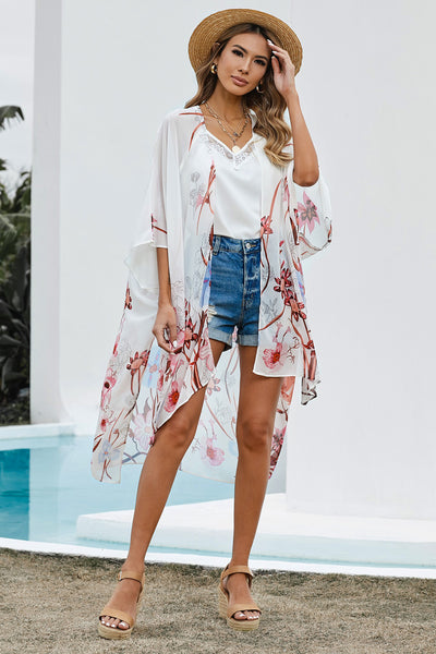 Floral Print High-Low Cardigan - The Downtown Dachshund
