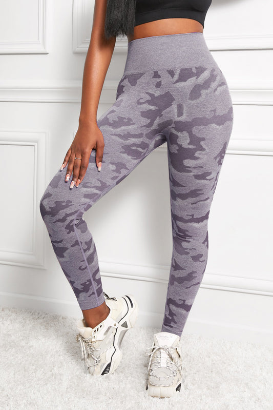 Camo Print Seamless High Waist Yoga Leggings - The Downtown Dachshund