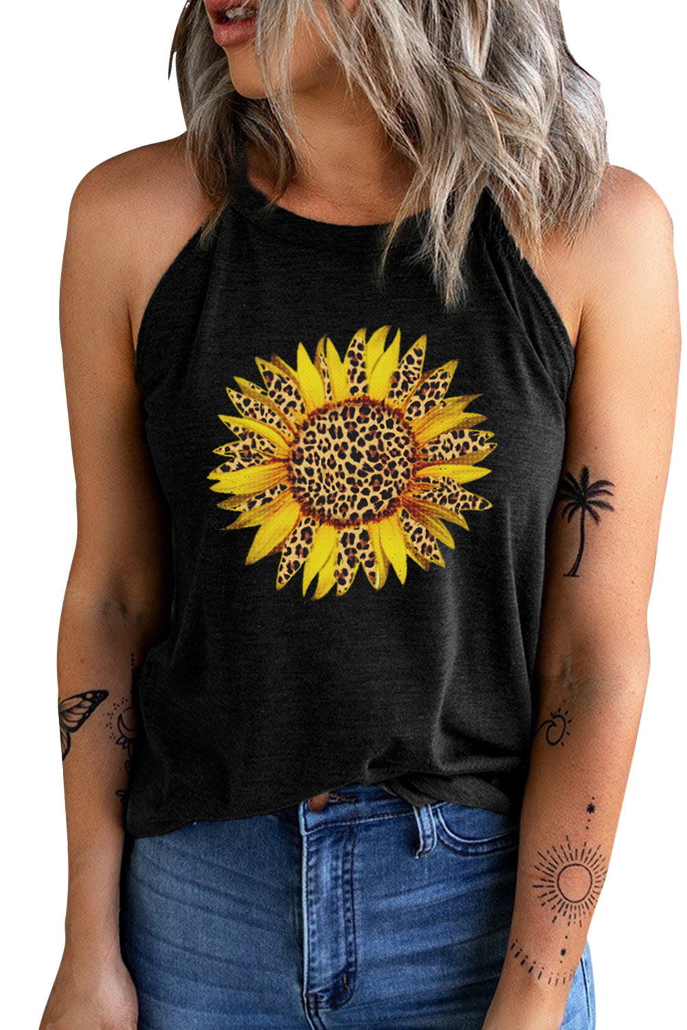 Sunflower Graphic Round Neck Tank - The Downtown Dachshund