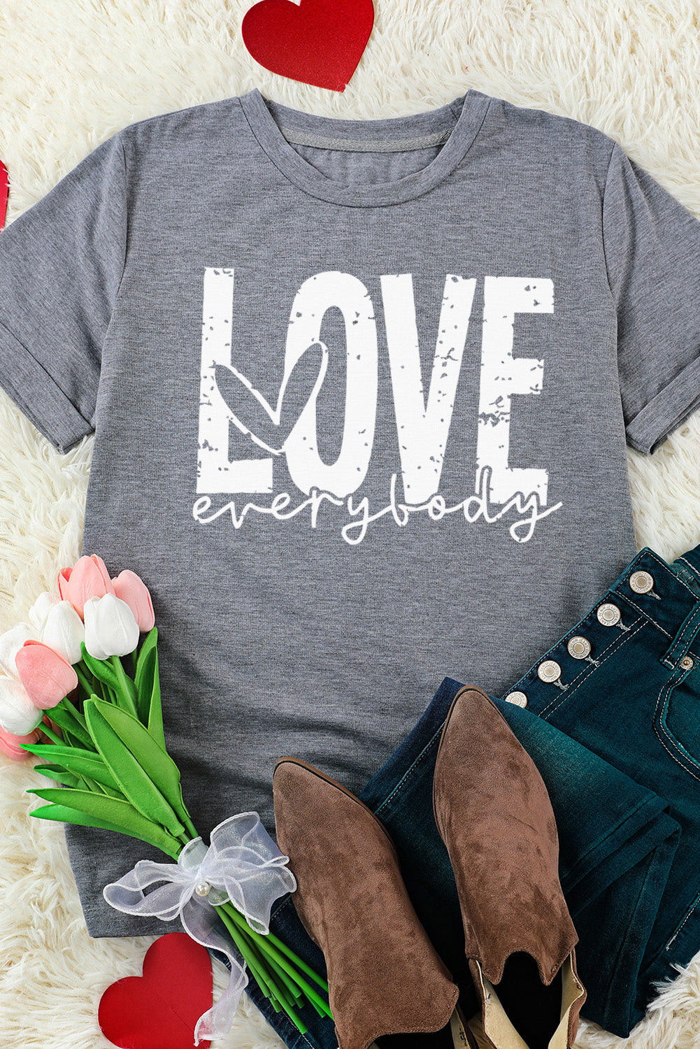 LOVE EVERYBODY Short Cuffed Sleeve T-Shirt - The Downtown Dachshund