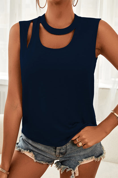 Cutout Sleeveless Top - The Downtown Dachshund