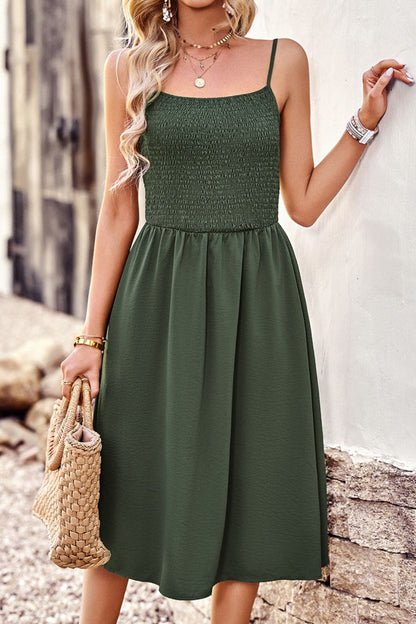 Smocked Spaghetti Strap Dress with Pockets - The Downtown Dachshund