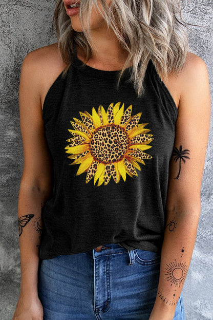 Sunflower Graphic Round Neck Tank - The Downtown Dachshund