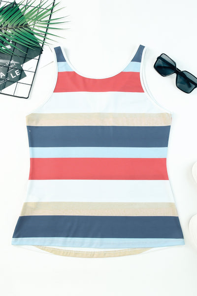 Striped Notched Neck Tank - The Downtown Dachshund