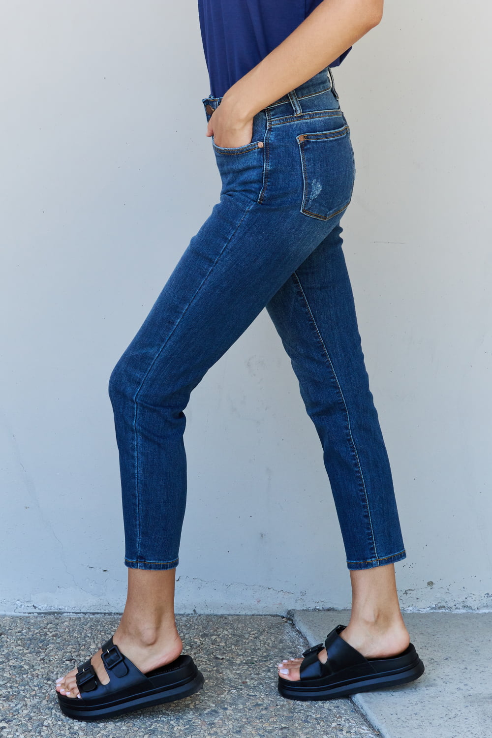 Judy Blue Aila Short Full Size Mid Rise Cropped Relax Fit Jeans - The Downtown Dachshund