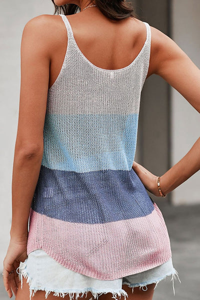 Color Block Scoop Neck Knit Tank - The Downtown Dachshund