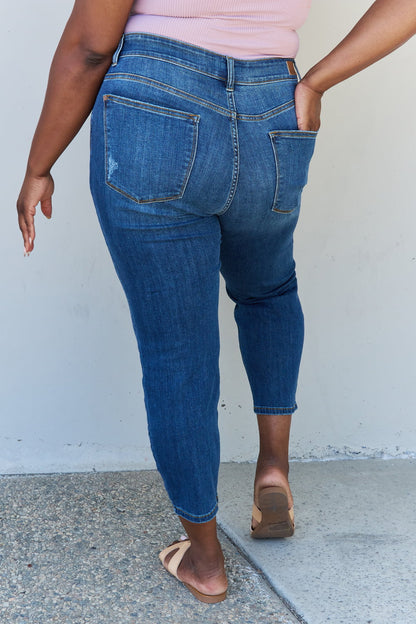 Judy Blue Aila Short Full Size Mid Rise Cropped Relax Fit Jeans - The Downtown Dachshund