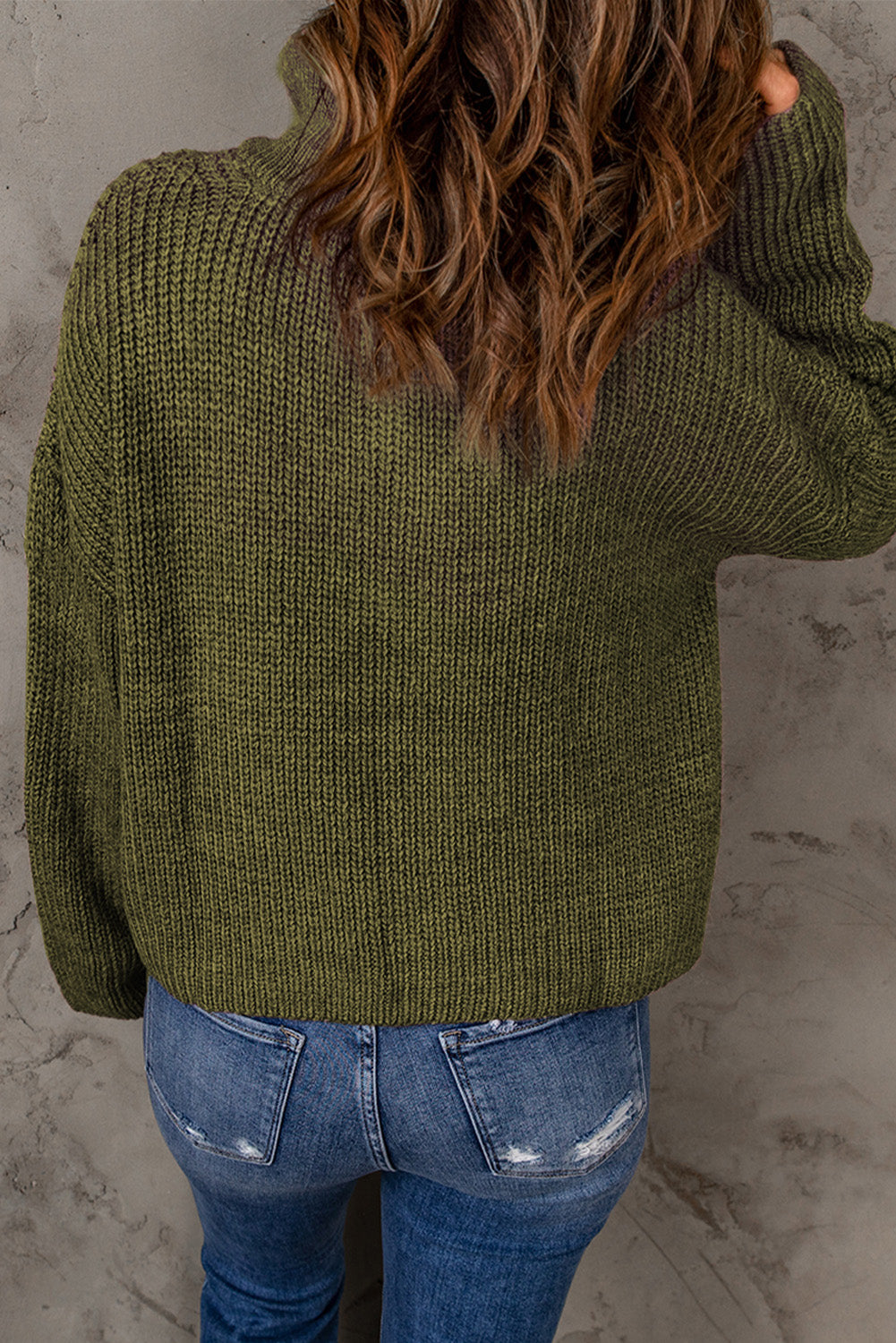 Half Zip Rib-Knit Dropped Shoulder Sweater - The Downtown Dachshund