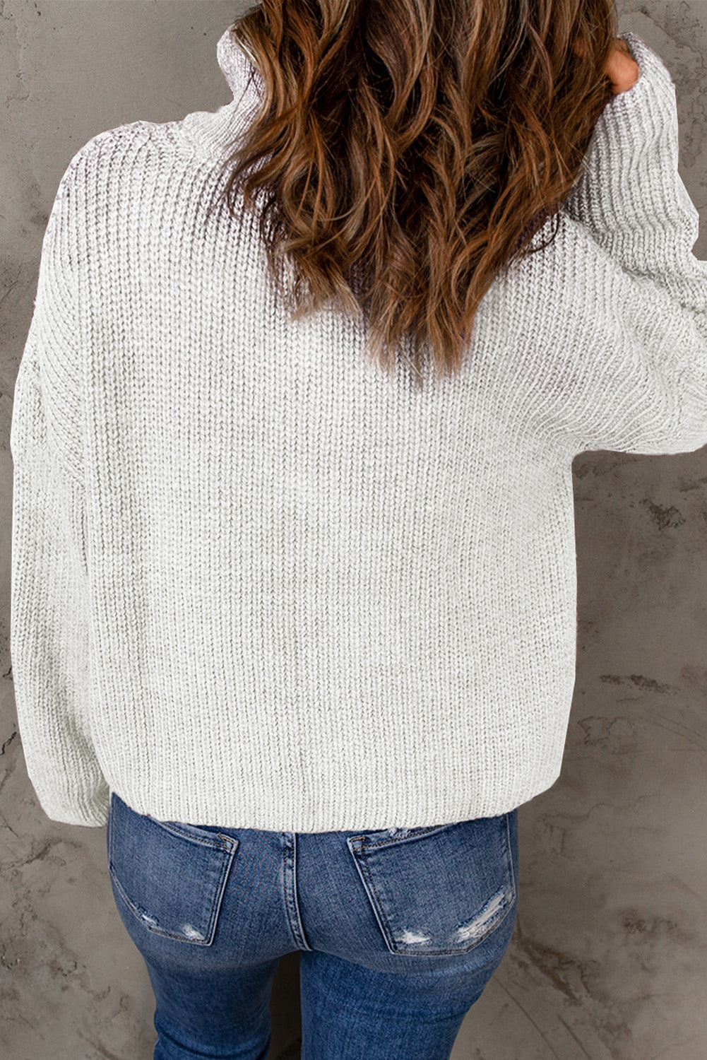 Half Zip Rib-Knit Dropped Shoulder Sweater - The Downtown Dachshund