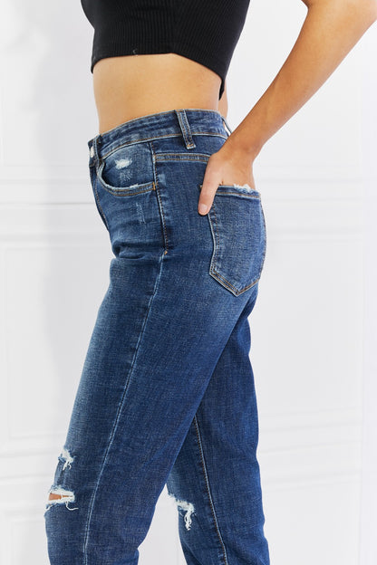 VERVET Full Size Distressed Cropped Jeans with Pockets - The Downtown Dachshund