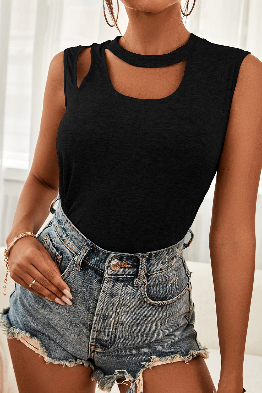 Cutout Sleeveless Top - The Downtown Dachshund