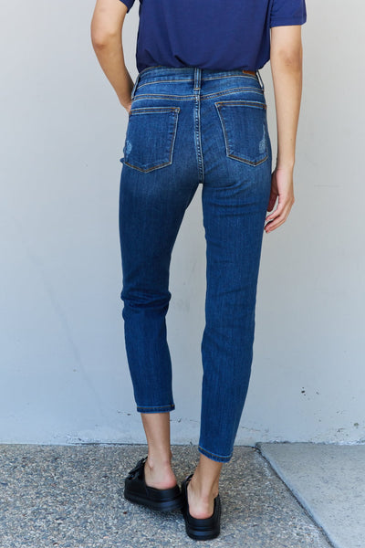 Judy Blue Aila Short Full Size Mid Rise Cropped Relax Fit Jeans - The Downtown Dachshund