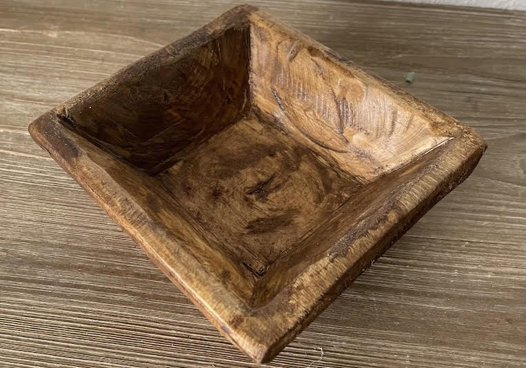 Small Square Wooden Dough Bowl - The Downtown Dachshund